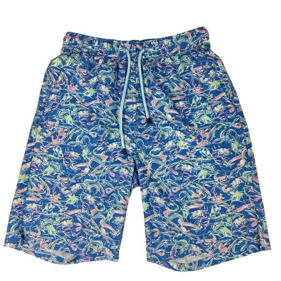 Peter Millar Men's Infinity Pool Blue Oceantime Graphic Print 8" Swim Trunks S - Picture 2 of 7
